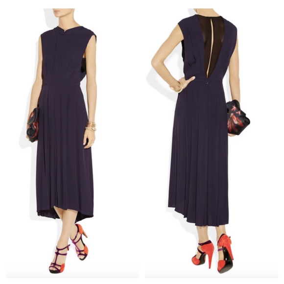 Rebecca Taylor Dresses & Skirts - Rebecca Taylor Navy Pleated Silk Chiffon Dress
